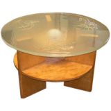 Illuminated Etched Glass Table by Glossner