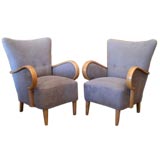 Pair of Swedish Modernist Winged Back Chairs