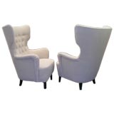 Pair of Swedish Modernist Winged Back Chairs