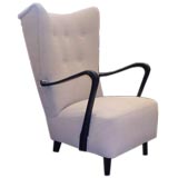 Swedish Modernist Wing Backed Chair in Ebonized Elm