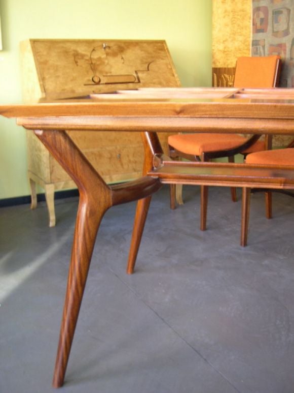 Argentine Americano Funcional Windowpane Dining/Writing Table in petiribi.<br />
Top in glass (not pictured here) is contemporary.