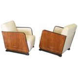 Pair of Swedish Art Deco Paneled Armchairs