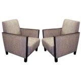 Pair of Swedish 1940's Moderne Cubist Armchairs