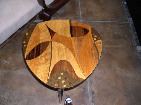 Swedish Mid-Century Modern Inlaid Tripod Table