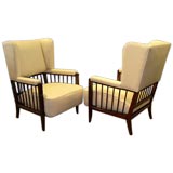 Pair of  "Sillon Jaula" Wingback  Chairs