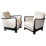 Pair of Art Deco Bergeres with Carved Neo-Classical Detailing
