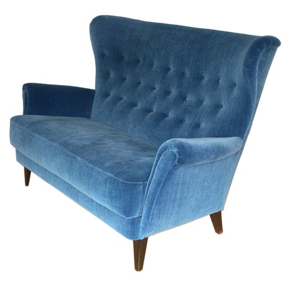 Modernist Winged Back Loveseat