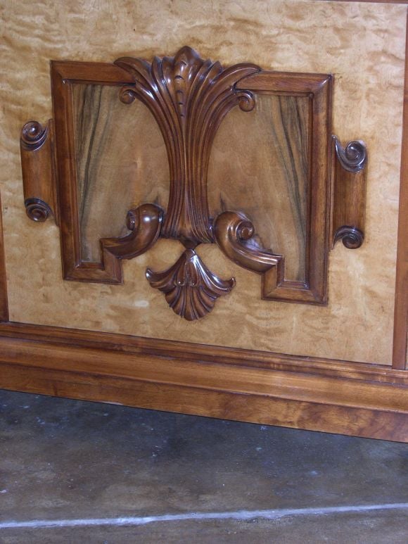 Swedish Neo-Gothic Sideboard in Golden Flame Birch and Walnut