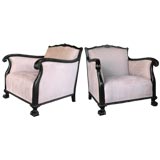 Antique Pair of Swedish Gothic Revival  Armchairs