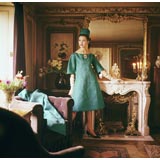 Vintage Model in Teal in Paris Residence -Mark Shaw Fashion Photo- 1960