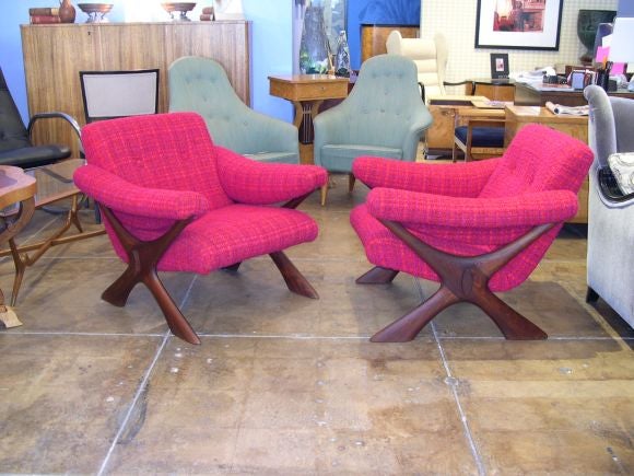 Mid-20th Century Pair of Danish Armchairs by Illum Wikkelso ca. 1960