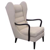 Swedish Modernist Wing Back Chair in Ebonized Elm ca. 1950