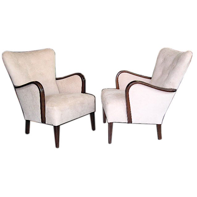 Swedish Art Moderne Wing Backed Bergeres