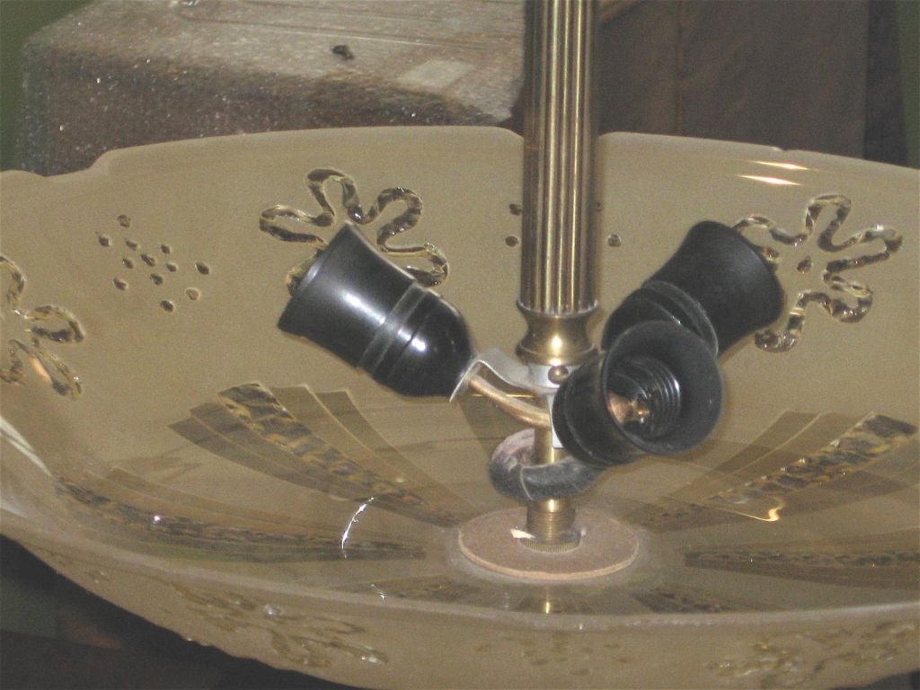 Swedish etched glass hanging light fixture