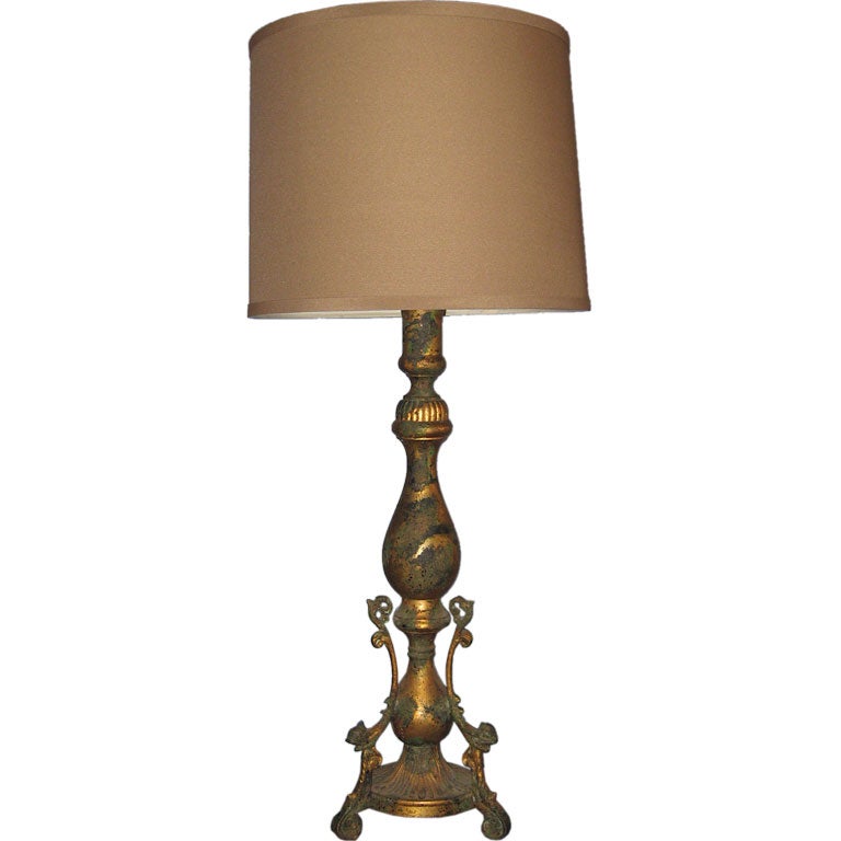Pair of Neoclassical Gilded Bronze Lamps For Sale