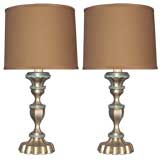 Pair of Mid-Century Silver Leaf Lamps