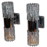 Pair of Glass and Chrome Sconces