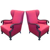 Pair of Swedish Neo-Gothic Winged back chairs ca. 1930