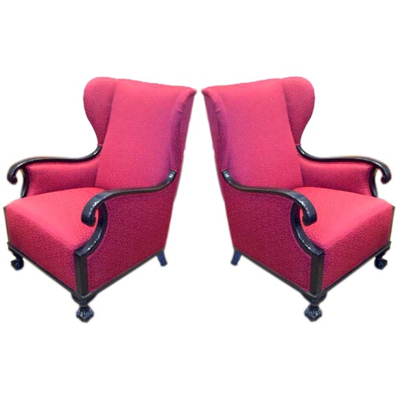 Pair of Swedish Neo-Gothic Winged back chairs ca. 1930