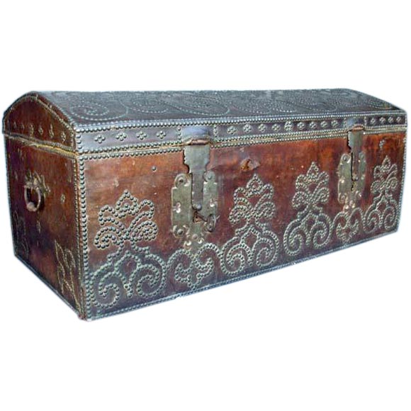 18th c. Leather Trunk