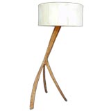 Mangrove Lamp With Round Leather Shade