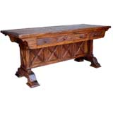 Vintage Recycled Hardwood Partners Desk With Eight Drawers