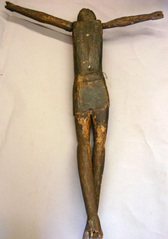 Guatemalan 18th Century Antique Large Scale Rustic Wooden Crucifix