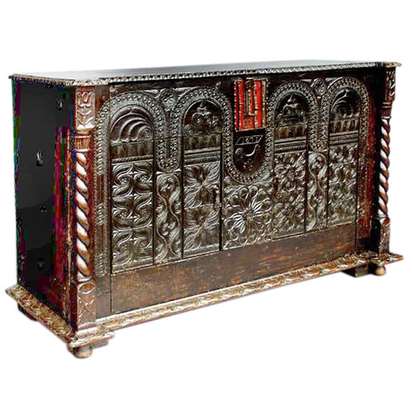 17th Century Carved Sacristy Chest