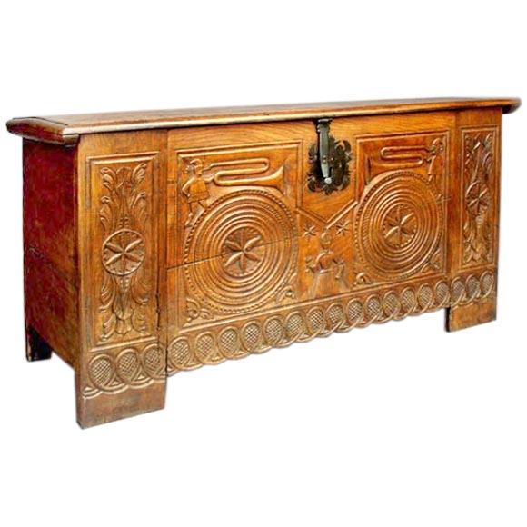 Romanesque Baroque Carved Folk Chest