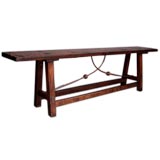 Antique Holy House Table with Iron Supports