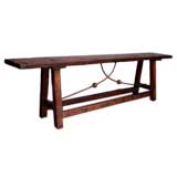 Antique Holy House Table With Iron Stretchers
