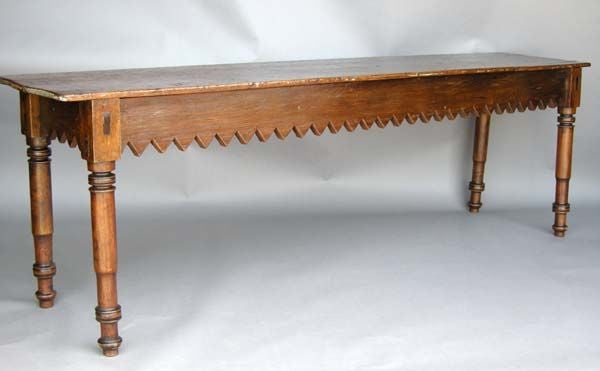 Antique Tropical Hardwood Console Table With Scalloped Apron