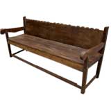 Antique Guatemalan Bench With Scalloped Back