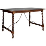 Antique Spanish Walnut Desk With Stretchers
