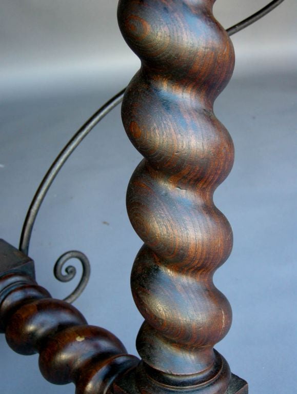 Antique Spanish Walnut Desk With Iron Stretchers