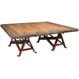 Antique Oak and Iron Coffee Table