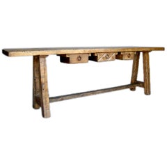 Antique CIpres Cofradia Console Table With Drawers