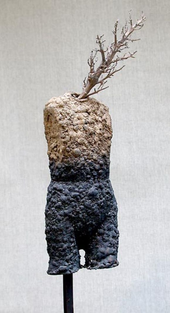 Torso With Branch. Cast Bronze Sculpture by Simon Toparovsky, 2