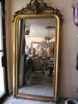 Antique C 1890 7 Ft. French Wood and Watergilt Mirror
