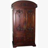 Vintage Mahogany Armoire with Fitted Shelves for TV and Stereo