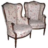 Pair of Louis XV/XVI style armchairs