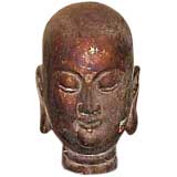 Wooden Buddha Head on Stand
