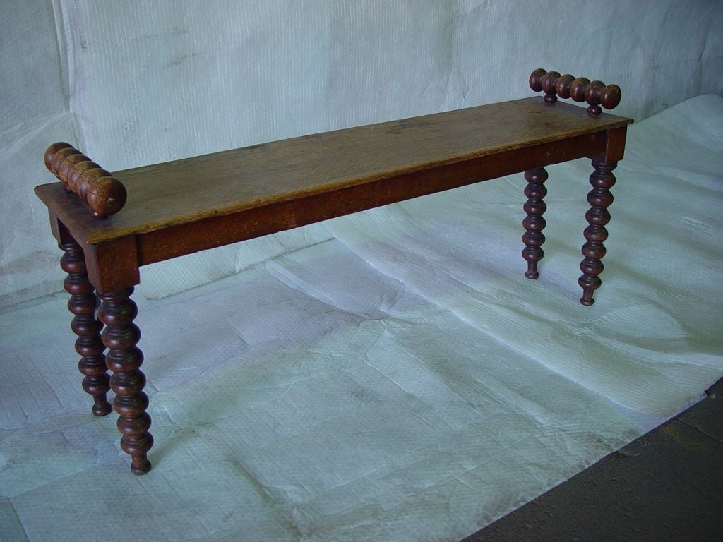 English 19th C Bobbin Turned Hall Bench