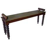 Antique English 19th C Bobbin Turned Hall Bench