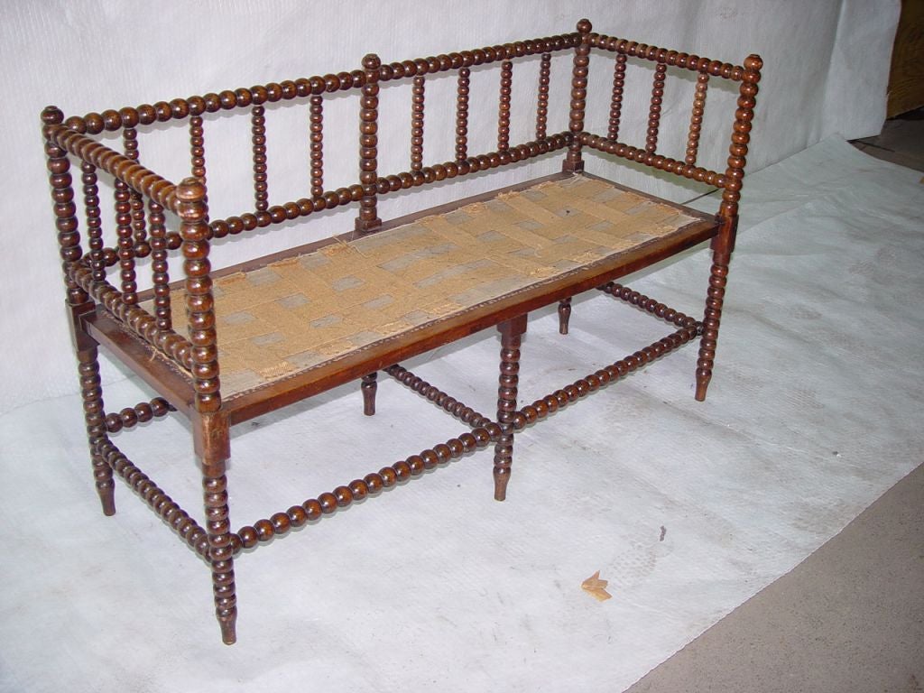 English 19th C bobbin-turned bench, wonderful at the foot of a bed or to add some visual interest.
