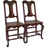 Antique Pair of quirky county Queen Anne sidechairs