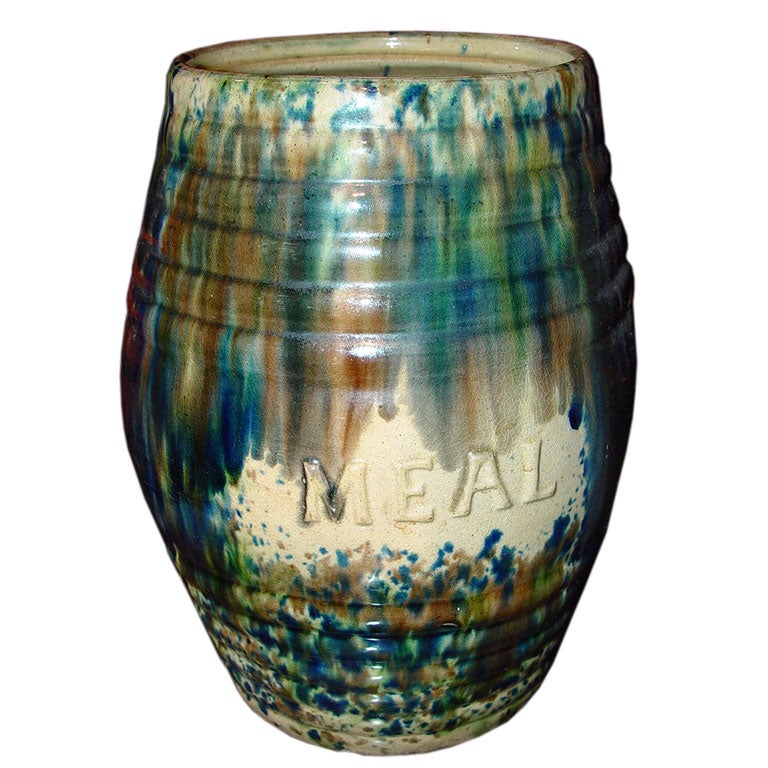 19th c. English Earthenware Peacock Glaze Vase