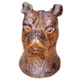 Antique English 19th c. Dog's Head Sculpture - Inkwell