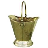 Antique A 19th c. English Brass Log Basket