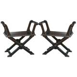 A Pair of 19th c. Stylish Walnut X-Frame Window Benches